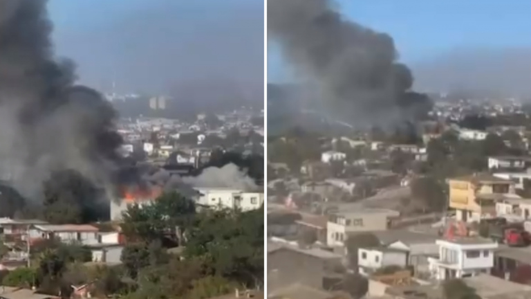 Incendio estructural en Concón dejó dos personas lesionadas: Hay tres viviendas afectadas