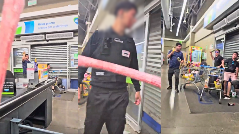 Viralizan violenta pelea entre ladrones y guardias en supermercado de Maipú