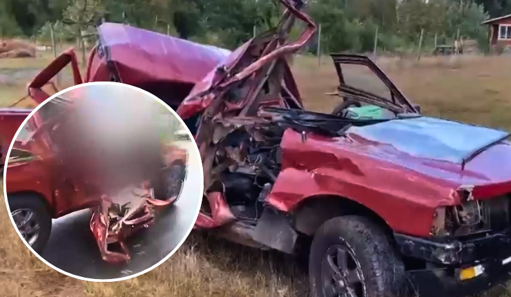 Pérdida total: Chocaron auto robado e intentaron escapar con carrocería destrozada