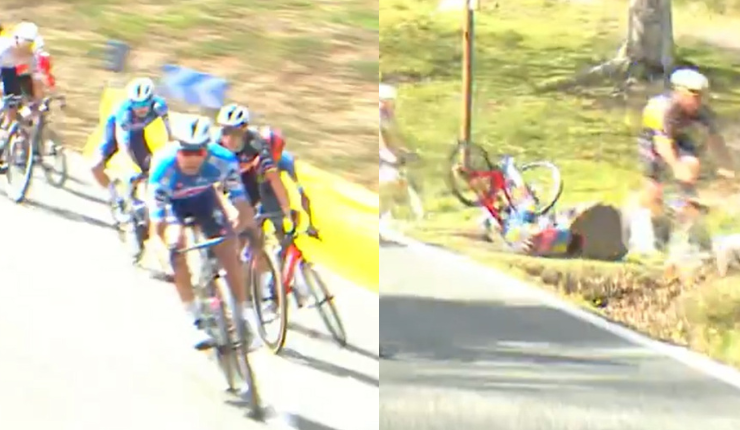 El impactante accidente que se registró en la Vuelta al País Vasco: Uno de los ciclistas cayó a zanja