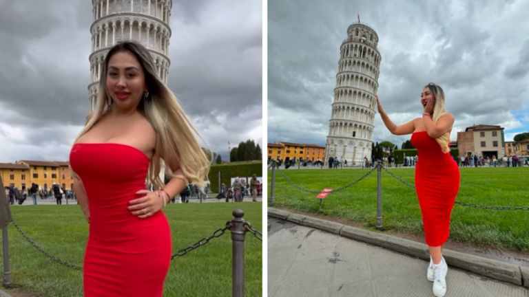 “Totalmente innecesario”: Naya Fácil generó críticas por particular pose frente a Torre de Pisa