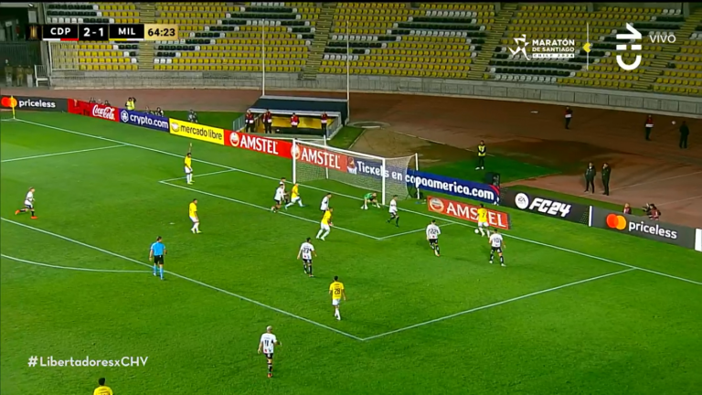 Peligroso desborde de Rivaldo amenazó con empatar el Palestino vs Millonarios por Libertadores