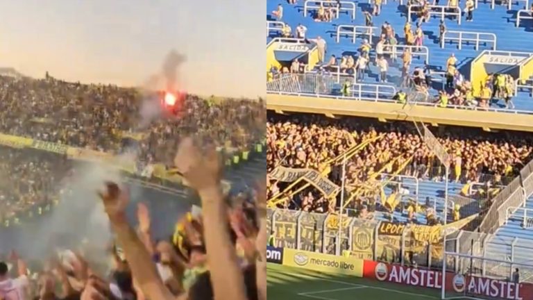 Agresiones, bengalas y proyectiles: Los videos de la escandalosa batalla entre Rosario Central y Peñarol