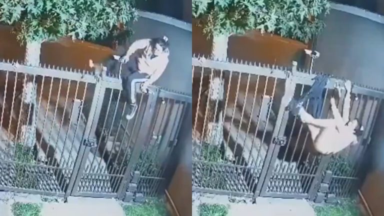 Insólito intento de robo: Quedó semidesnuda al enganchar su pantalón en la reja de condominio en Maipú