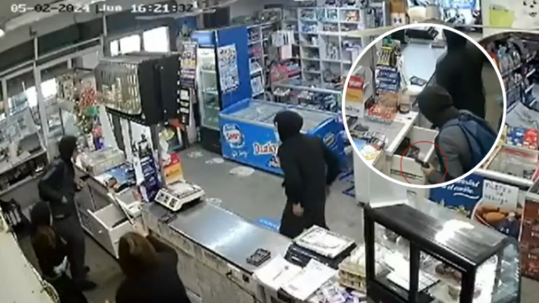 Captan violento robo a minimarket en Ñuñoa: Delincuente lanzó caja a adulta mayor