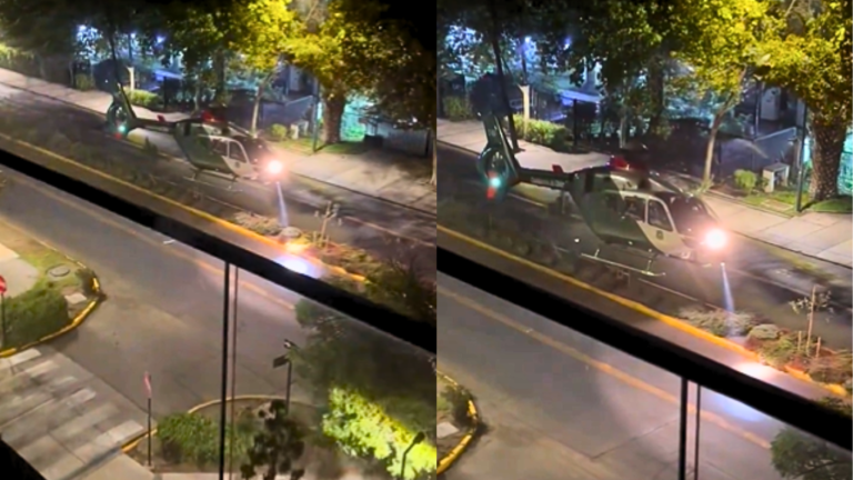 Helicóptero de Carabineros aterrizó en plena avenida Los Leones por operativo policial
