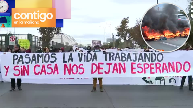 Protesta de pobladores mantiene cortada avenida Pajaritos en Maipú