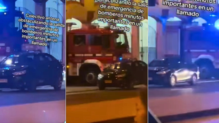 Colectivo estacionado obstruyó salida de Bomberos a emergencia por accidente vehicular