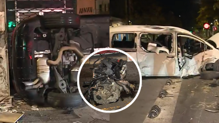 Conductor se pasó luz roja y sufrió impactante choque en Providencia: Motor salió eyectado