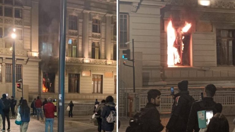 Fue extinguido: Incendio afectó al Palacio de los Tribunales de Justicia en Santiago