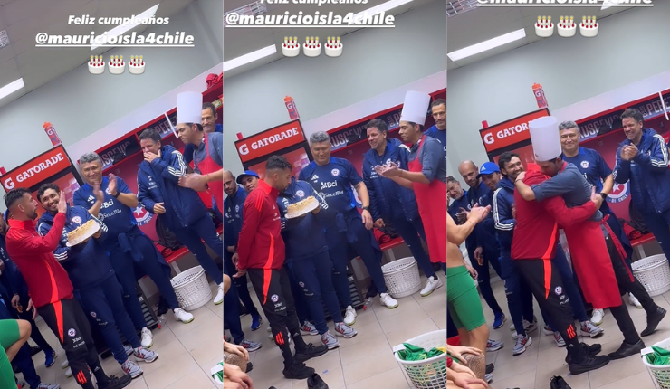 Con torta incluida: Plantel de Chile festejó cumpleaños de Mauricio Isla tras victoria ante Paraguay