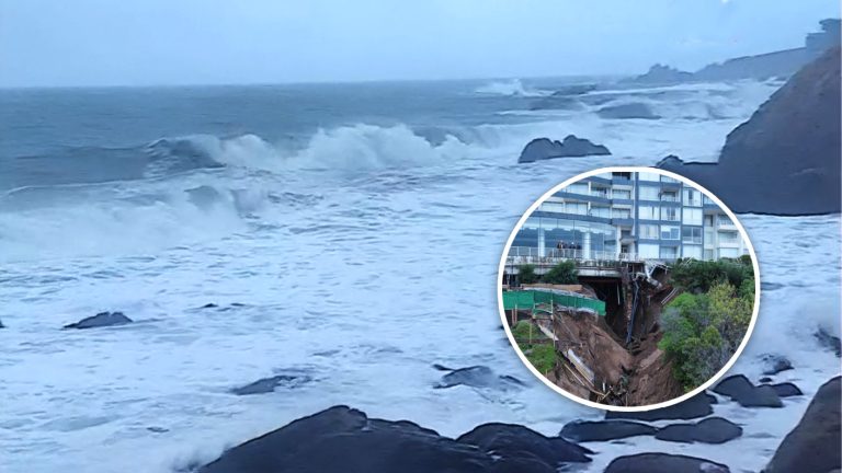 En alerta: Registran fuertes marejadas frente a edificio afectado por socavón en Reñaca