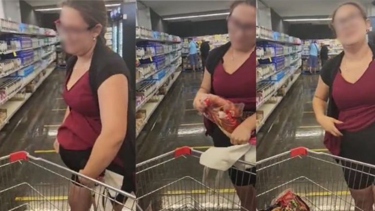 Se hizo pasar por embarazada pero se llevaba carne: Viralizan intento de robo en supermercado