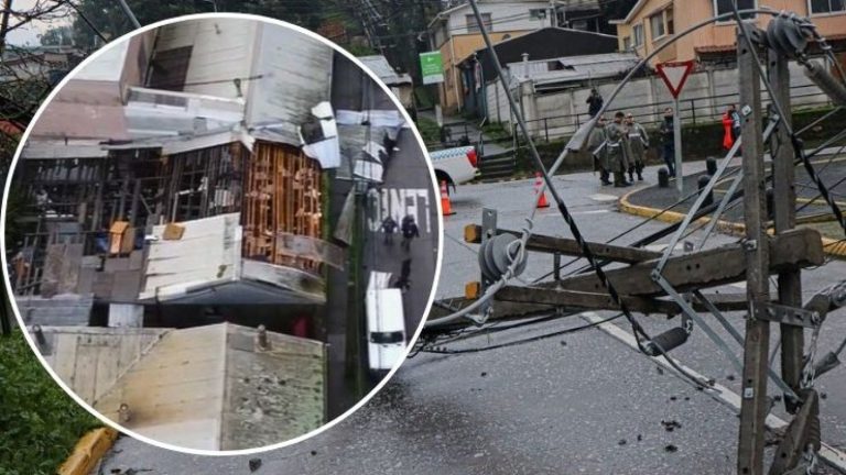 Arrasó con techos y postes: Vista aérea registró los daños del tornado en Penco