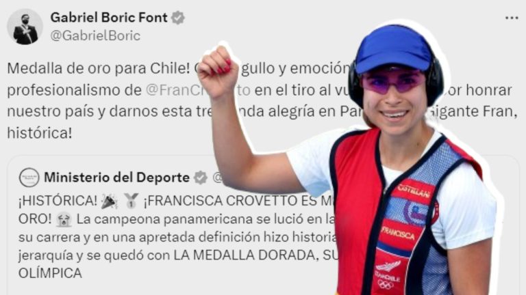“Histórica”: Presidente Boric reaccionó a oro de Francisca Crovetto en París 2024
