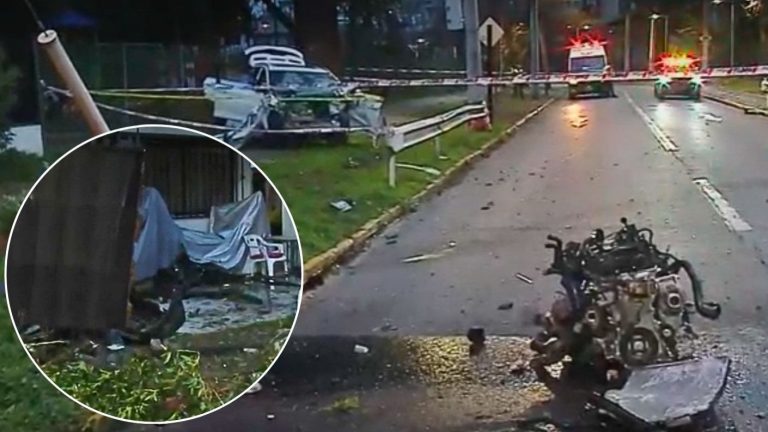 Gran accidente vehicular derribó muro de casa y dejó 7 lesionados en Ñuñoa: Motor quedó en la calle