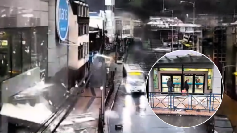 En pleno acceso: Captan caída de estructura de multitienda en Talcahuano por sistema frontal