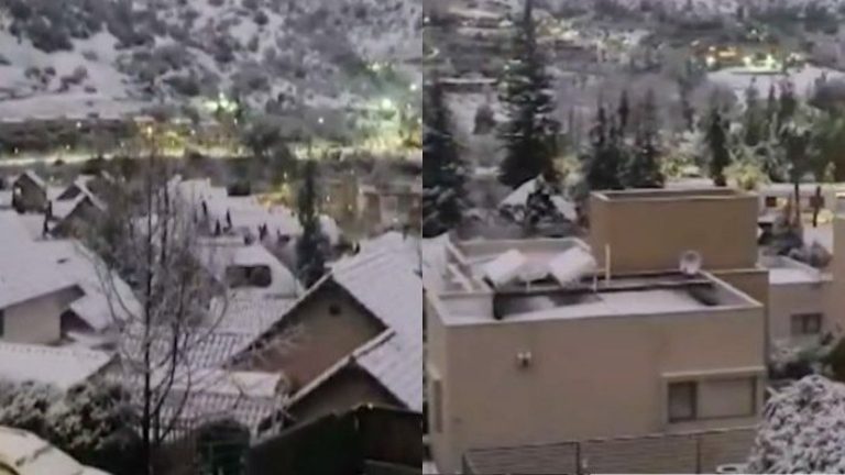 ¡Completamente nevado! Así amanecieron sectores de Santiago tras intensas lluvias