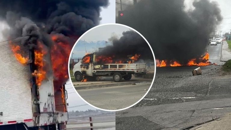 Caos en Rancagua: Así quedó la ruta con decena de autos quemados tras robo a sucursal Brinks