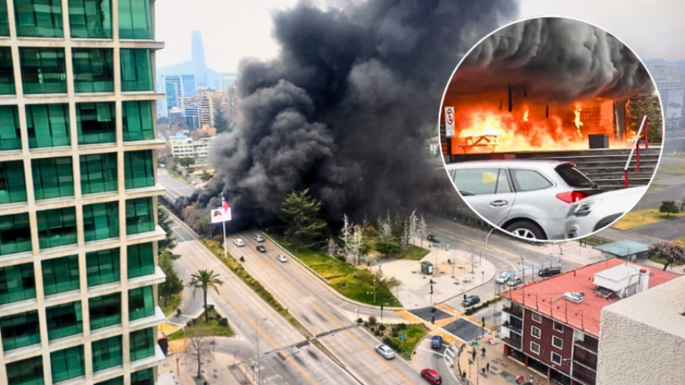 Incendio afectó exterior de estación Escuela Militar en Las Condes