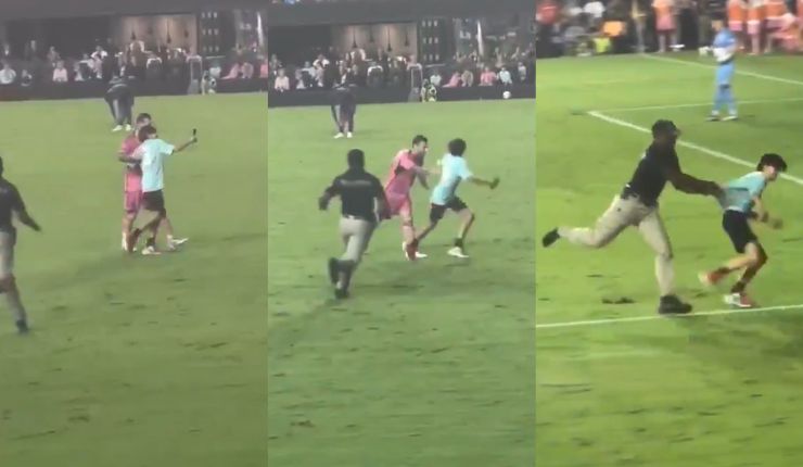 Foto y empujón: La inédita reacción de Messi con un hincha que ya es viral