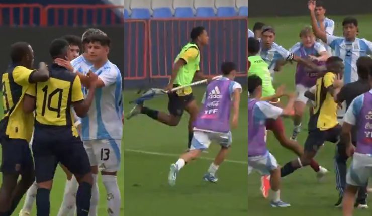 Usaron banderín como arma: Amistoso entre Argentina y Ecuador Sub 15 terminó en brutal pelea