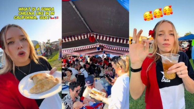 Empanadas, cueca y mote con huesillo: Tiktoker “gringa” mostró fonda chilena en Estados Unidos