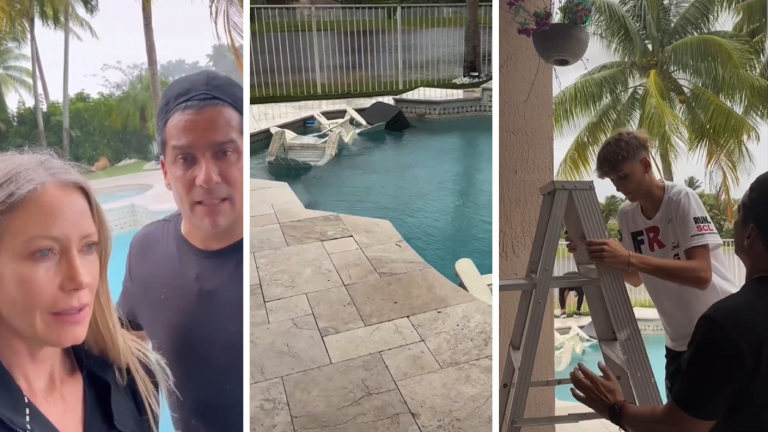 Tiraron muebles a la piscina: Las precauciones de Marcela Vacarezza y Rafael Araneda ante el huracán Milton