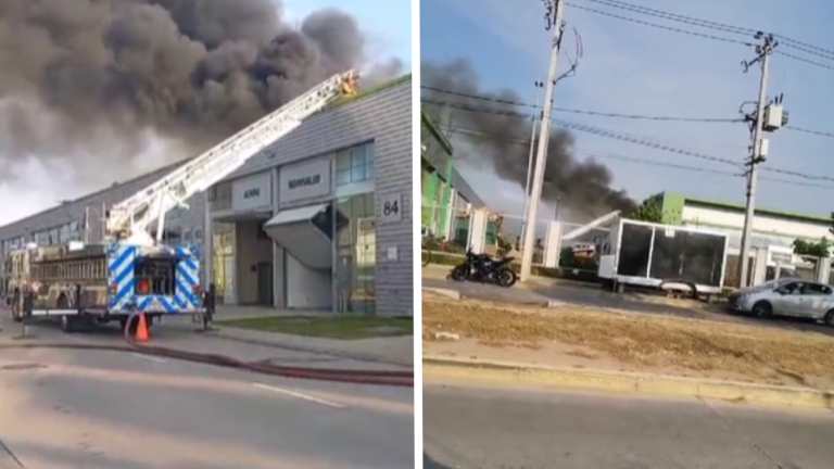 Incendio de “fuego violento” y gran magnitud amenaza bodegas de Renca
