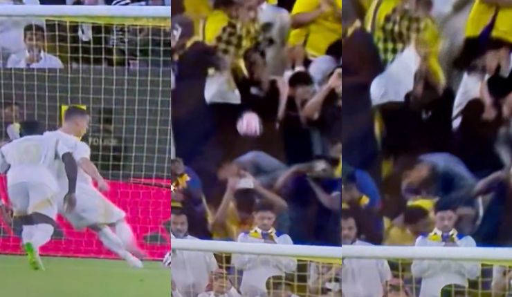 Todo mal: Cristiano Ronaldo falló penal y le destruyó celular a un niño de un pelotazo