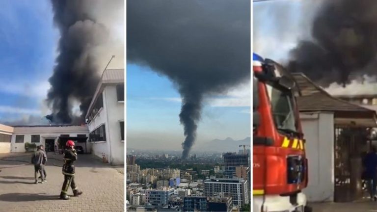 Alerta por gigantesca columna de humo: incendio afecta a bodegas de empresa textil en Independencia