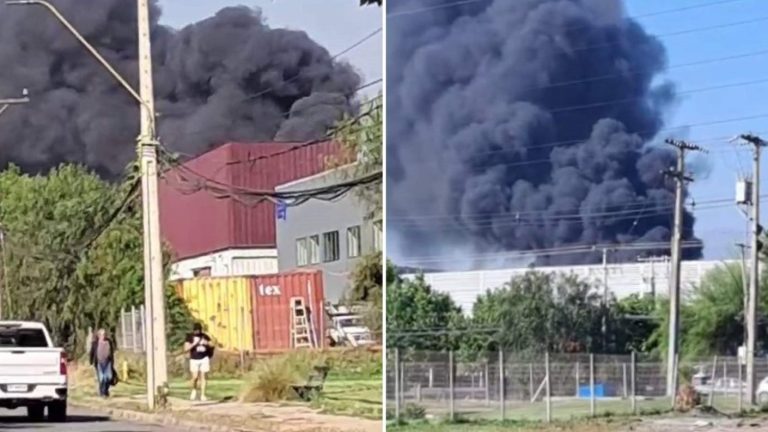 Incendio de grandes proporciones afecta a parque industrial Los Libertadores: Bomberos trabaja en el lugar