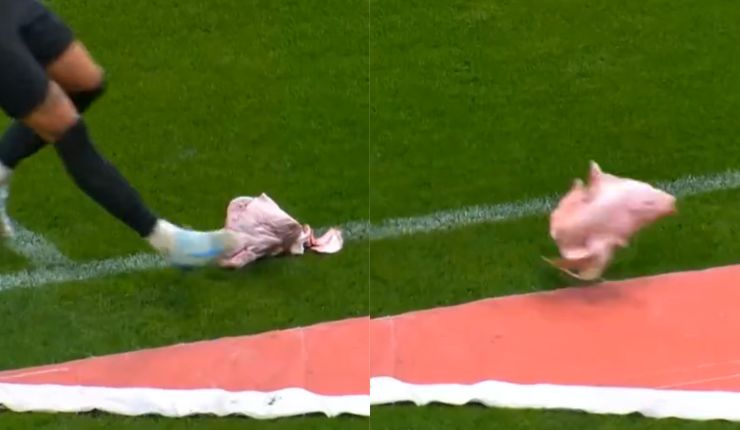 Locura: Hinchas del Corinthians arrojan una cabeza de cerdo en el clásico ante el Palmeiras