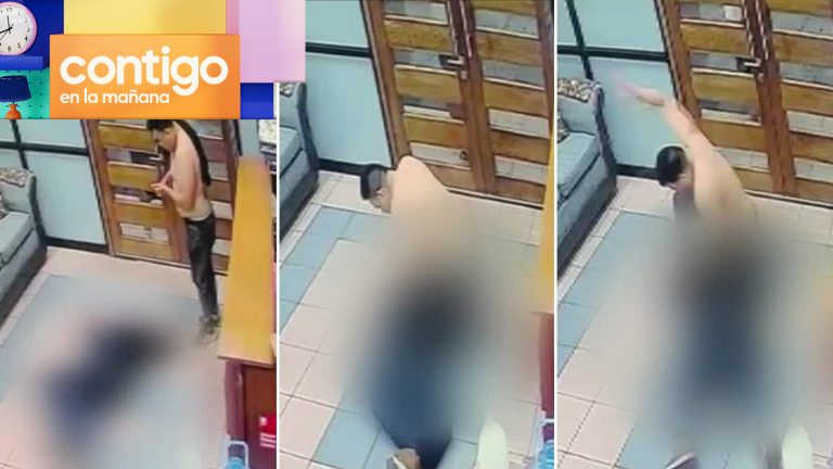 Impactante registro: Sujetos descontrolados golpearon a conserje de 68 años en Santiago Centro