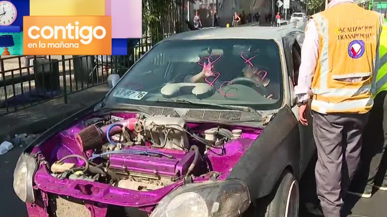 Insólito hallazgo en fiscalización: Vehículo circulaba sin capó ni parachoques en Estación Central