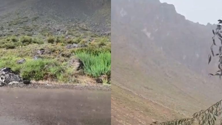 Reportan lluvia, tormentas eléctricas y caída de granizo en sector de Baños Morales en el Cajón del Maipo