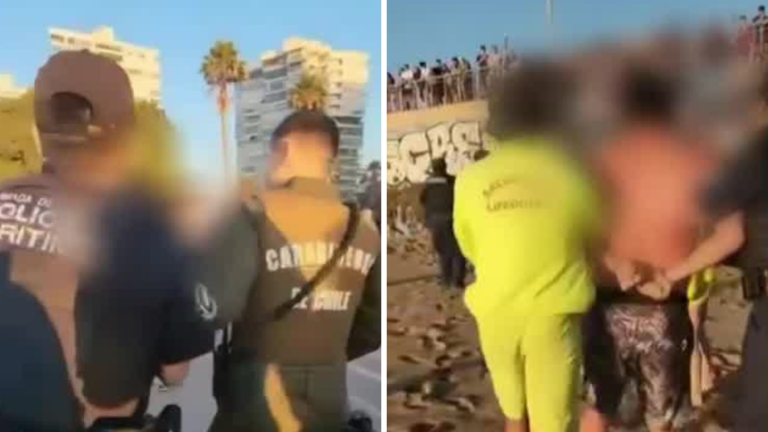 Insultó a salvavidas: Detienen a bañista ebrio en medio de marejadas en Viña del Mar