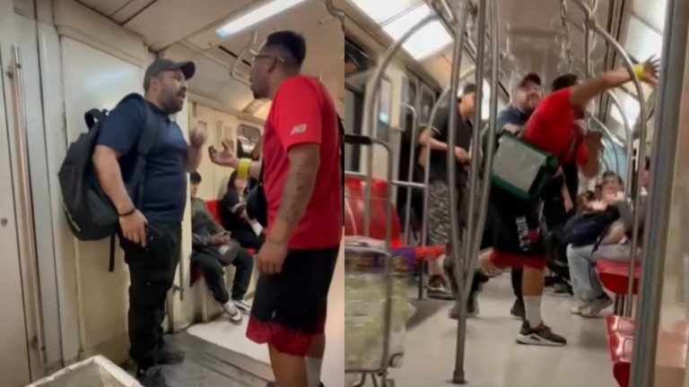 Alerta por violentas peleas en Metro de Santiago: Ambulante y pasajero se enfrentaron a patadas