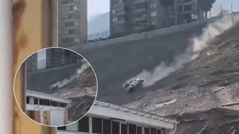 VIDEO | Auto se desbarrancó 40 metros en Antofagasta y terminó en estacionamiento de universidad