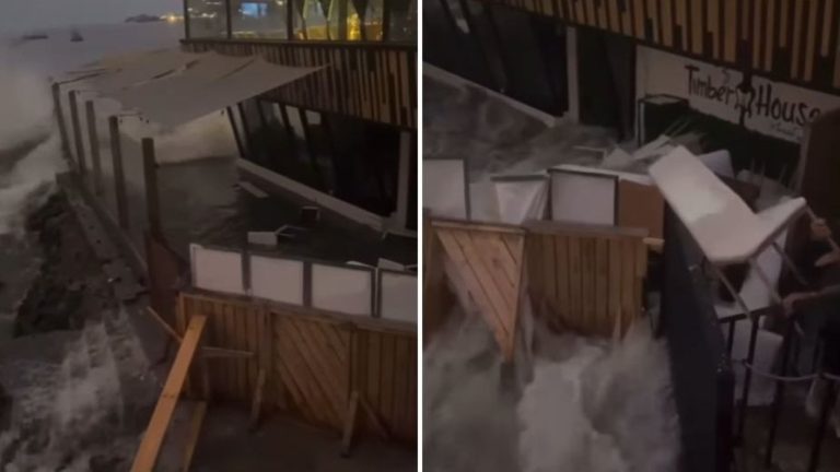 “Está de terror”: Registran graves daños en conocido local de Coquimbo tras marejadas en la costa