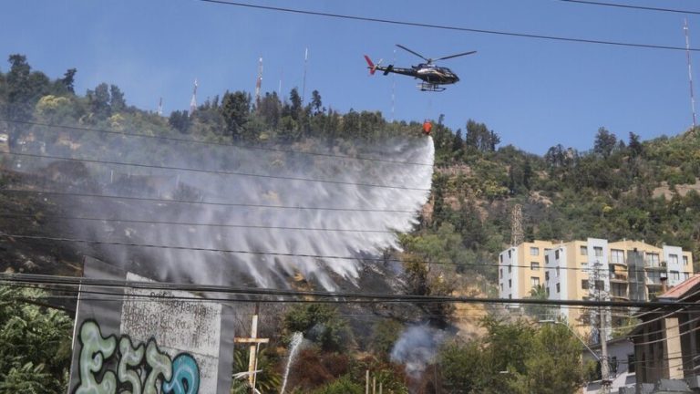 Bomberos combatió incendio en  ladera del Cerro San Cristóbal