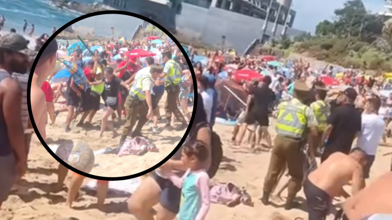 VIDEO | Captan violenta pelea en playa de Viña del Mar: Dos hombres fueron detenidos