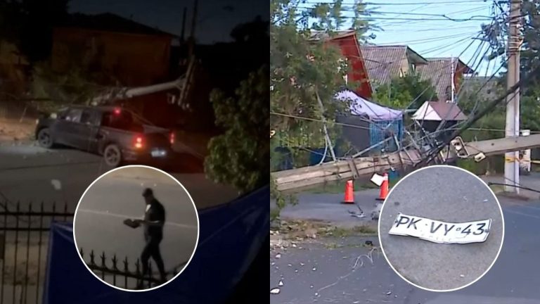 Descarado conductor botó poste en La Florida, se bajó a ver y huyó: Dejó revelador dato de su identidad