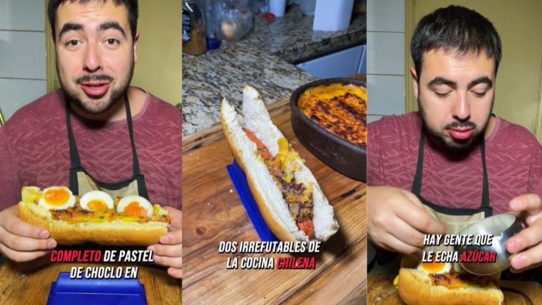 “Sí, enójense conmigo”: Joven impactó al crear un “completo de pastel de choclo”