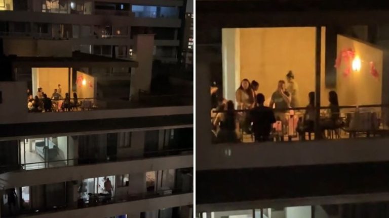 VIDEO | A todo pulmón: Viralizan ruidoso karaoke en pleno balcón de edificio en Estación Central