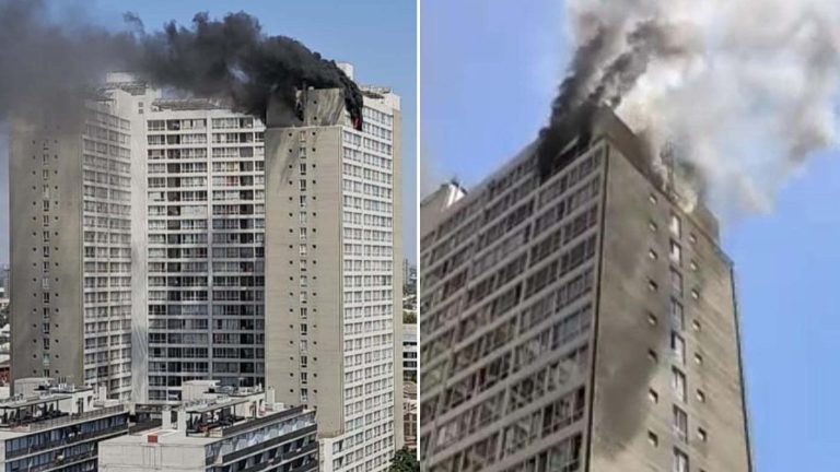 Ordenan evacuación de edificio ubicado en pleno centro de Santiago por incendio en piso 23