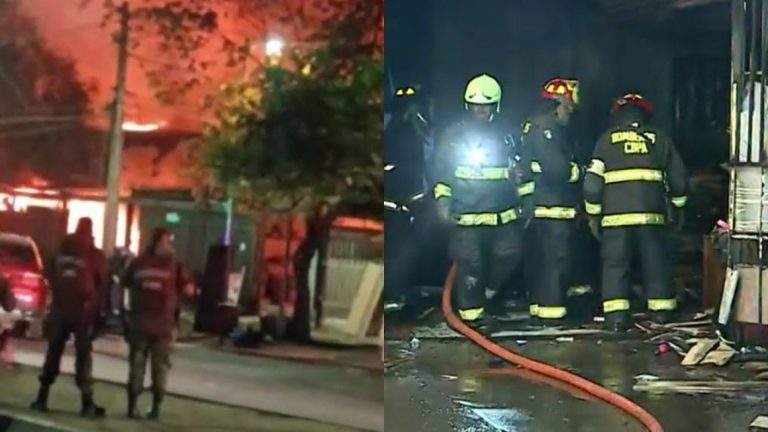 Grave incendio afectó a 4 casas en Puente Alto: Cerca de 100 bomberos acudieron a la emergencia