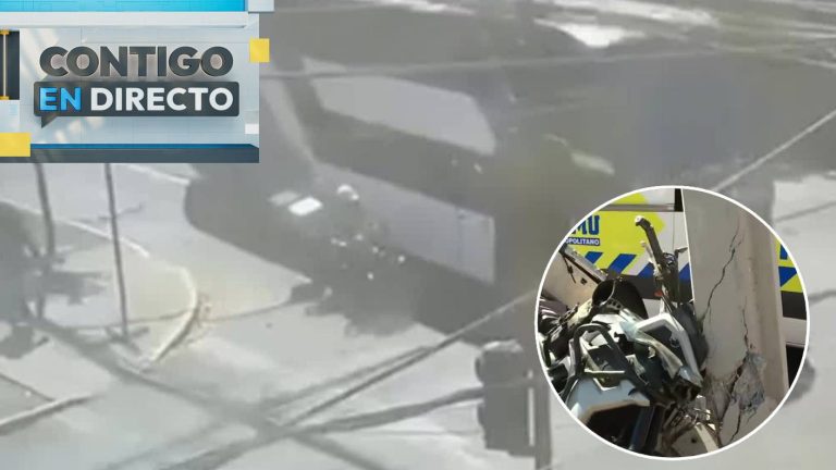 Violento accidente de tránsito entre una moto y un bus en Ñuñoa dejó grave a motociclista