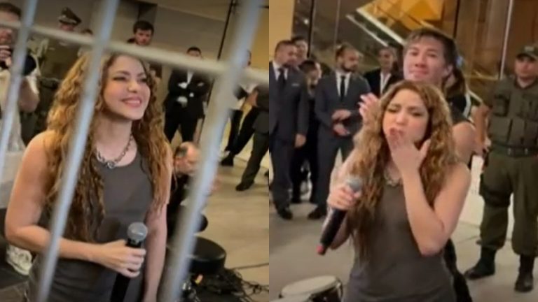 VIDEO | Shakira sorprende a fans y sale a cantar afuera de su hotel en Santiago