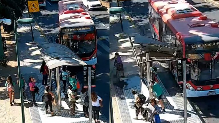 VIDEO | Así fue el choque de un bus a un paradero que dejó una mujer herida en Lo Barnechea